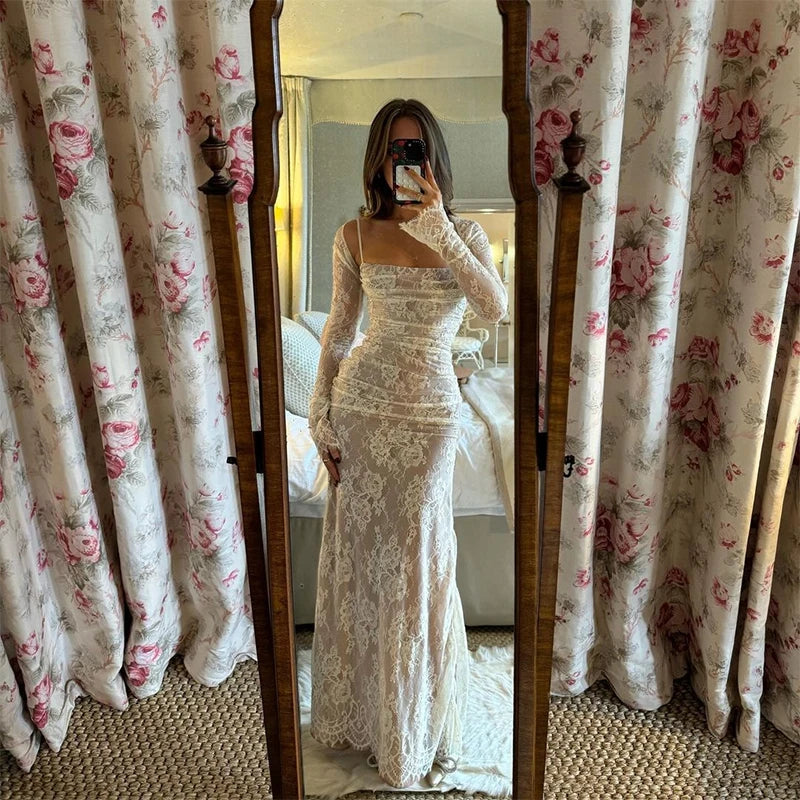 Long Sleeve Slip Dresses Two-pieces Shawl Belt Skirt Sets
