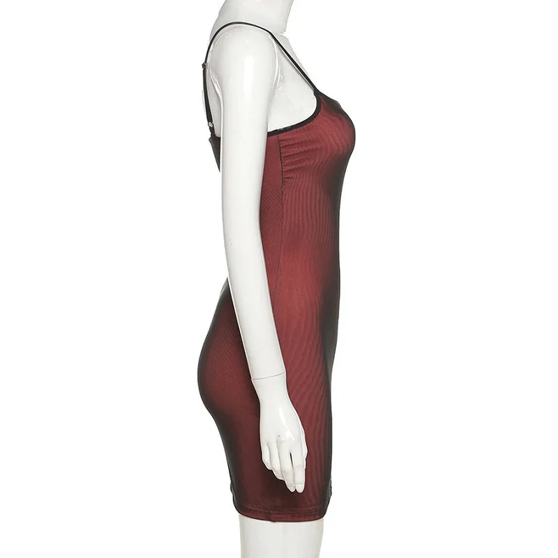 Nova Mesh Double Layer Sexy Skinny Dress Women Sleeveless