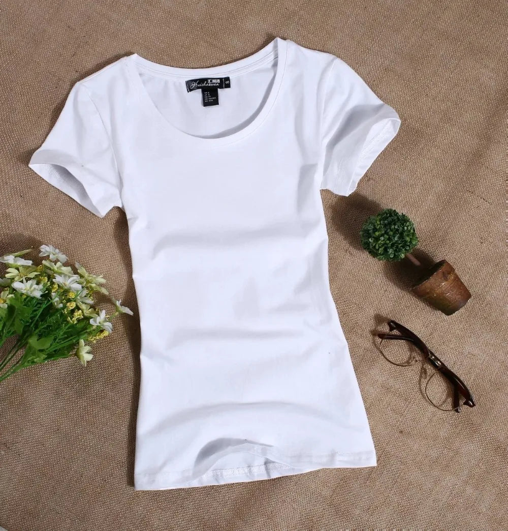 Nova T-Shirt Casual Women Short Sleeved Slim Solid Color