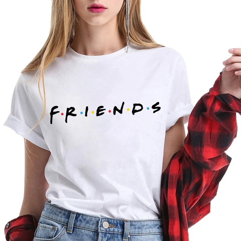 Nova Printed Friends Print T-shirts Summer Casual Loose Round Neck Creative Personalized T-shirts