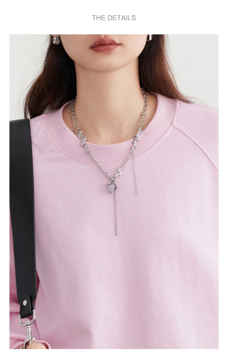 Nova T-shirt Solid  Simple Loose Round Neck  Top