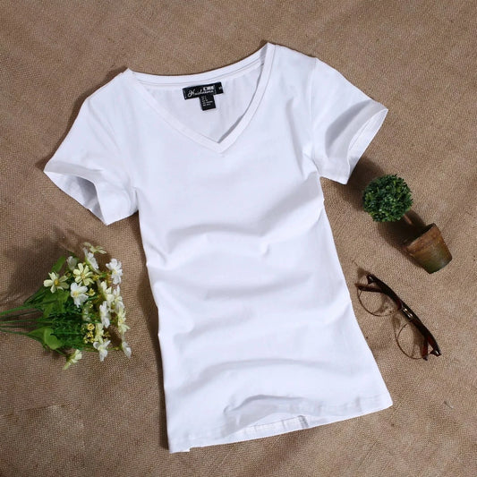 Nova T-Shirt Casual Women Short Sleeved Slim Solid Color