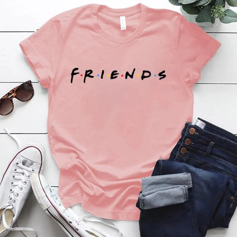 Nova Printed Friends Print T-shirts Summer Casual Loose Round Neck Creative Personalized T-shirts