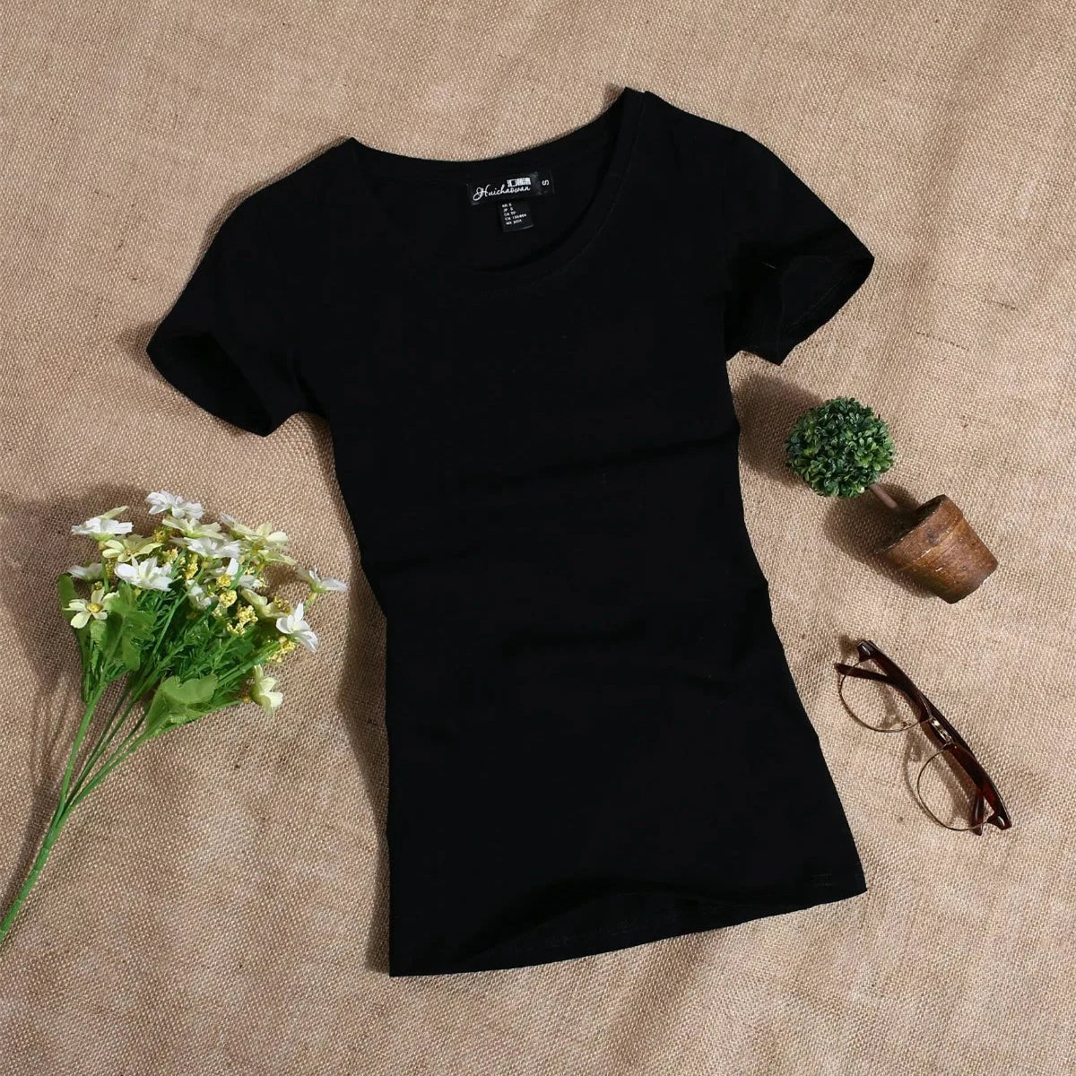 Nova T-Shirt Casual Women Short Sleeved Slim Solid Color