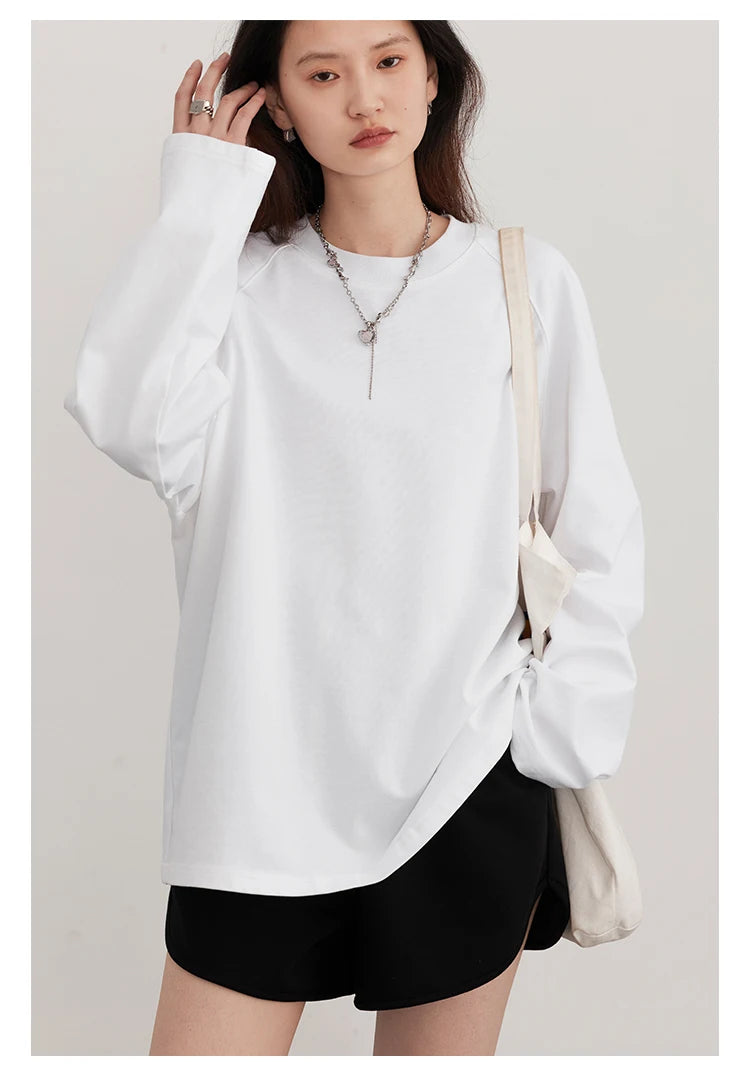 Nova T-shirt Solid  Simple Loose Round Neck  Top