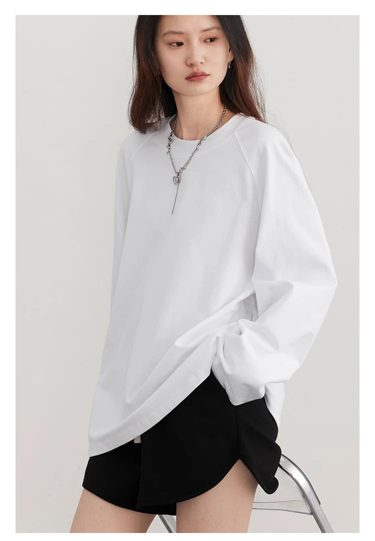 Nova T-shirt Solid  Simple Loose Round Neck  Top