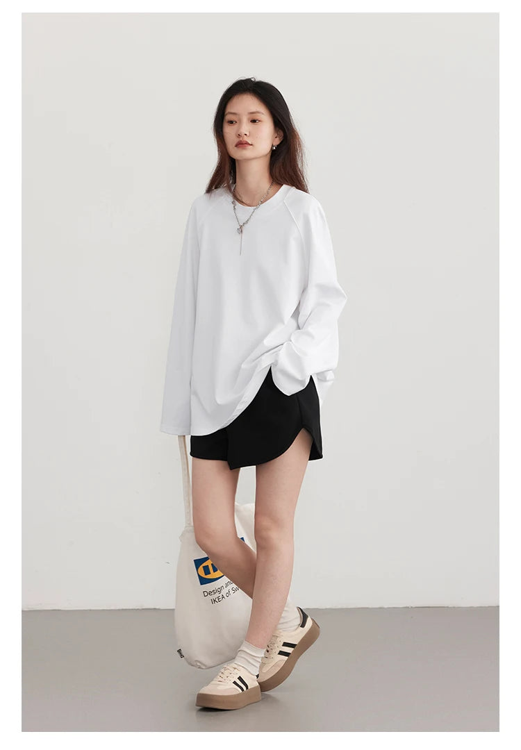 Nova T-shirt Solid  Simple Loose Round Neck  Top