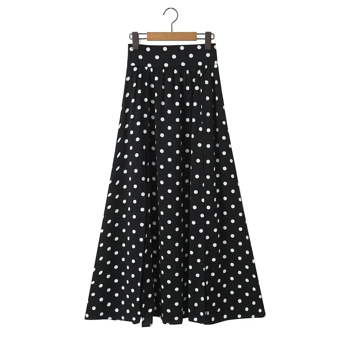 Nova Spring Polka Dots Printed Cropped Short Sleeves Square Neck Top Slit High Waist Chic Skirt