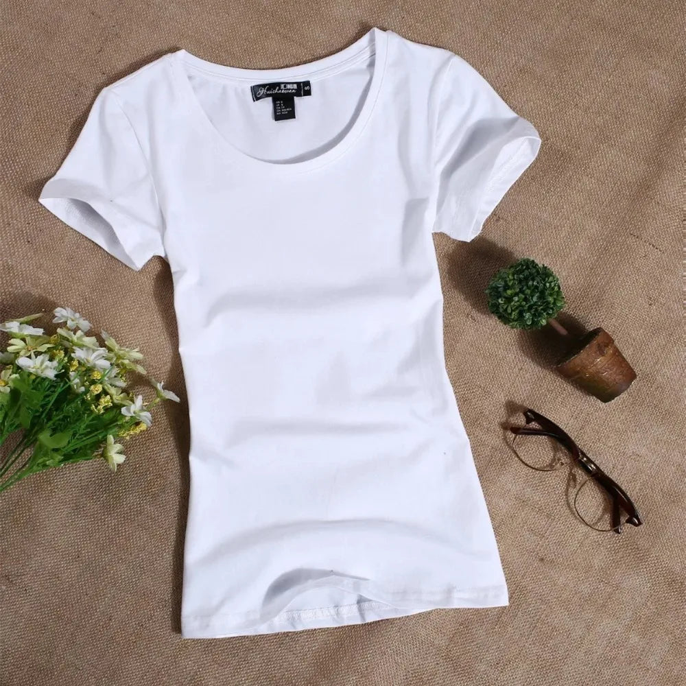 Nova T-Shirt Casual Women Short Sleeved Slim Solid Color