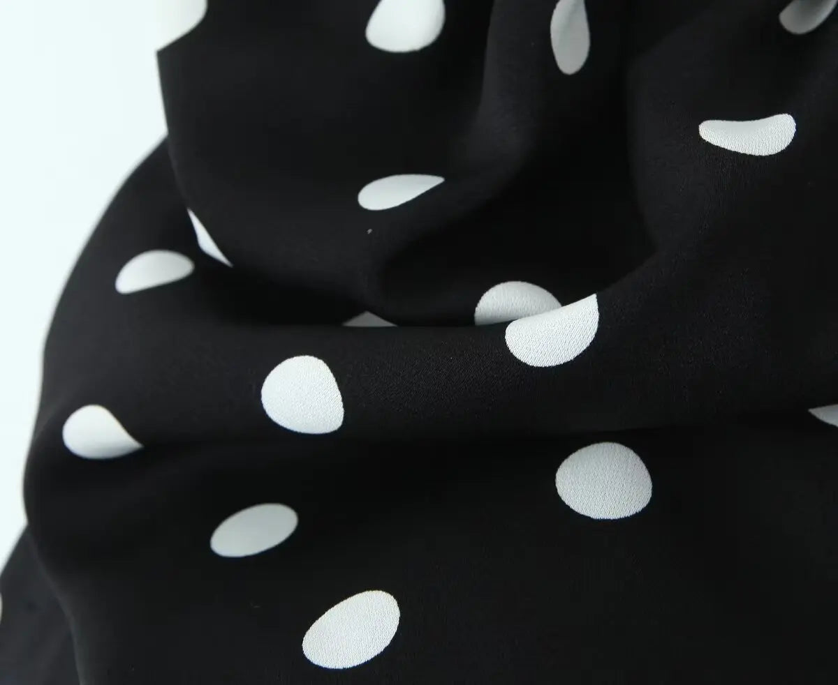 Nova Spring Polka Dots Printed Cropped Short Sleeves Square Neck Top Slit High Waist Chic Skirt