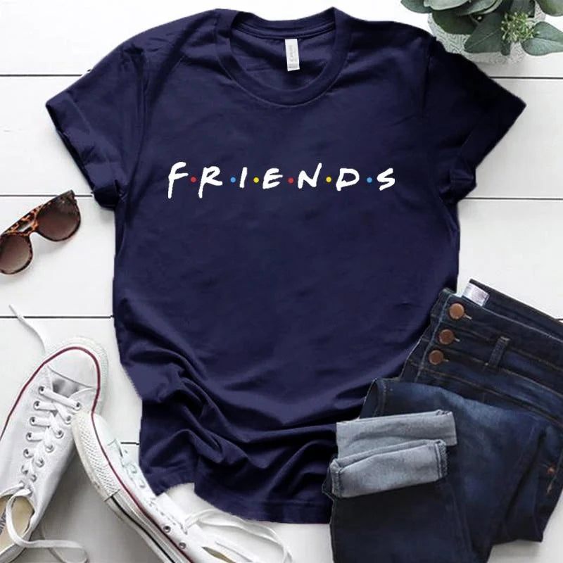 Nova Printed Friends Print T-shirts Summer Casual Loose Round Neck Creative Personalized T-shirts