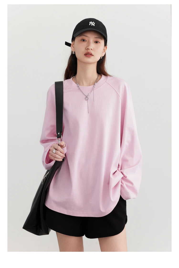 Nova T-shirt Solid  Simple Loose Round Neck  Top