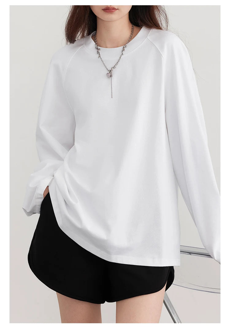 Nova T-shirt Solid  Simple Loose Round Neck  Top